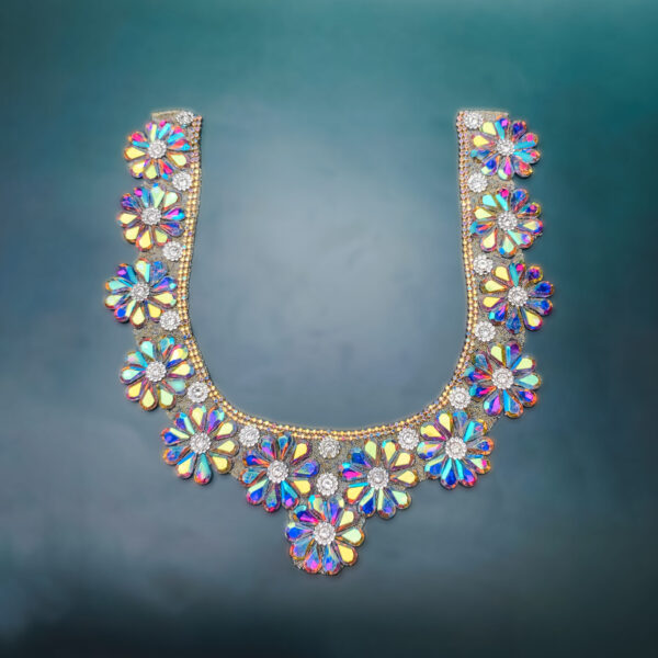 Vibrant Floral Design Gala Neckline