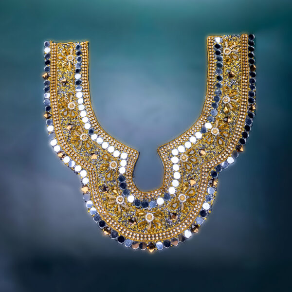 Embroidered Opulent Mirror Gala Neckline