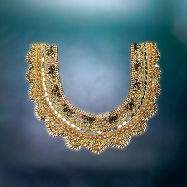 Embroidered  Regal Floral Design Gala Neckline