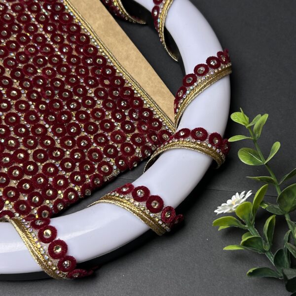 Velvet Gold & Silver Rhinestone Designer Lace
