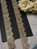 Exquisite Floral Scalloped Zari & Sequin Lace - Image 3