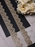 Exquisite Floral Scalloped Zari & Sequin Lace - Image 2