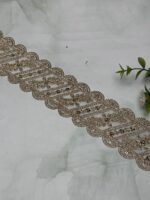 Premium Antique Gold Floral Scalloped Zari Lace